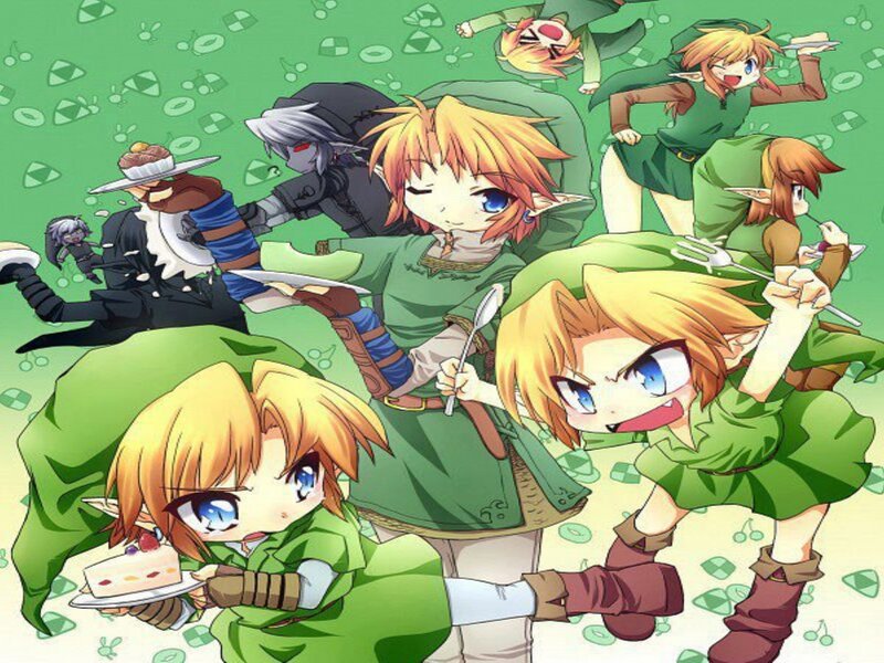 Chibi Link Characters — Green, Playful, Anime