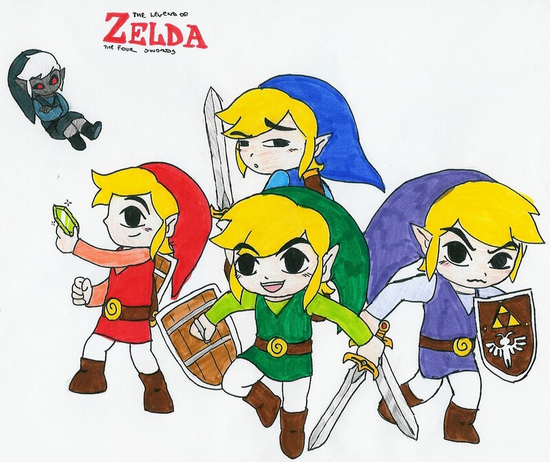 Chibi Link Characters — Green, Playful, Digital Art, Sword
