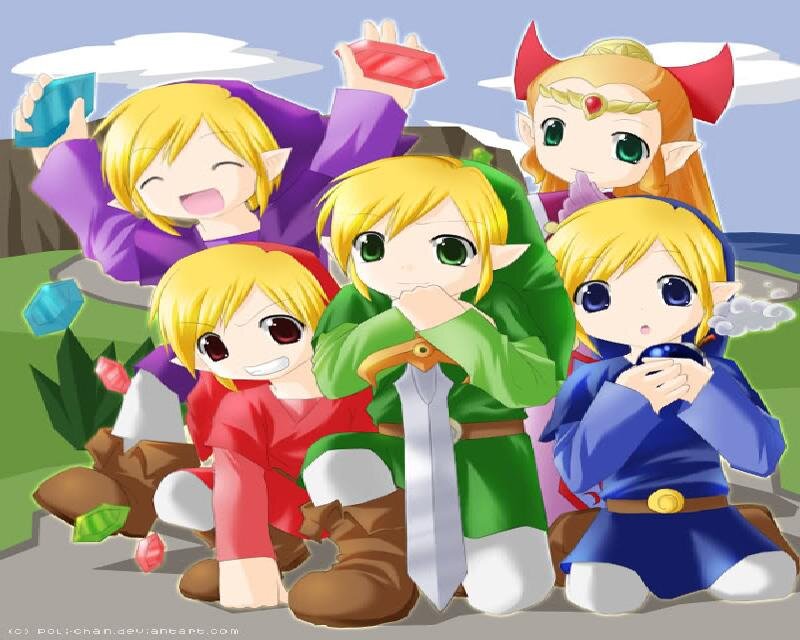 Chibi Link Characters — Green, Playful, Digital Art