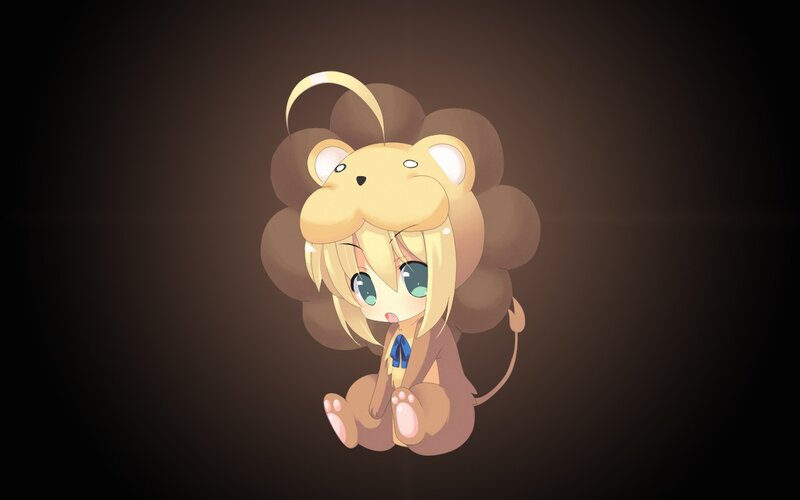 Chibi Lion Character — Brown, Calm
