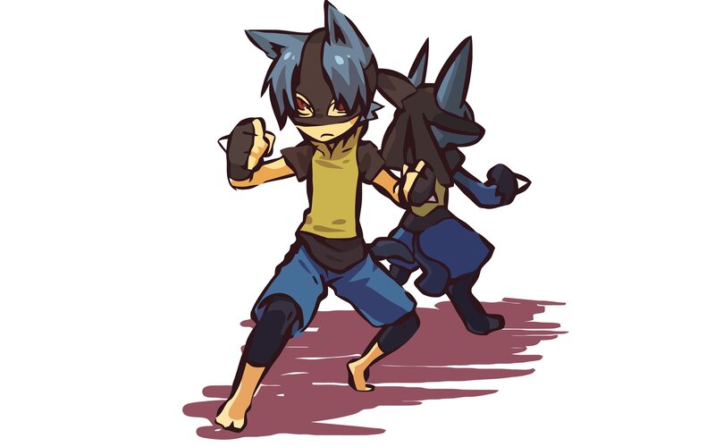 Chibi Lucario fighting pose