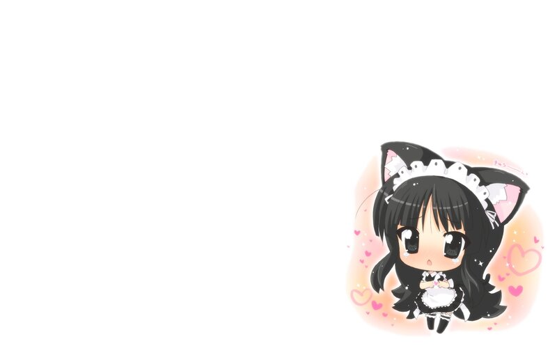 chibi maid girl with cat ears
