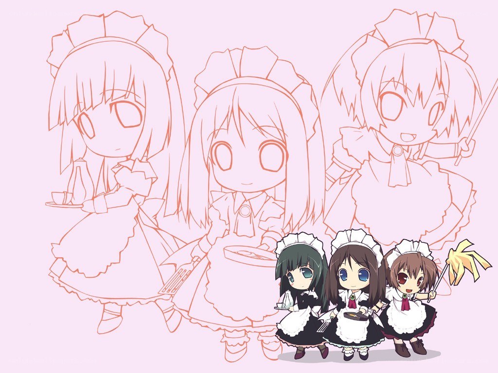 chibi maids in various poses