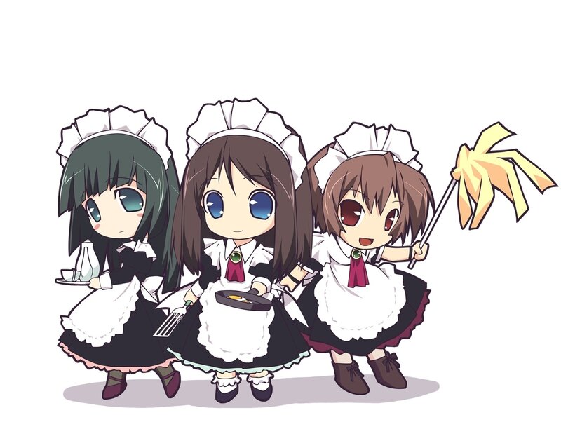 chibi maids with kitchen tools