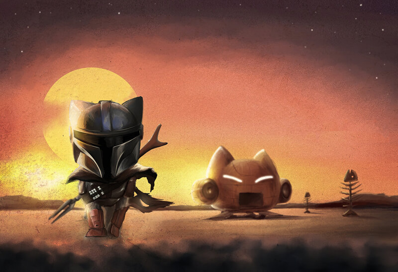 Chibi Mandalorian Character — Orange