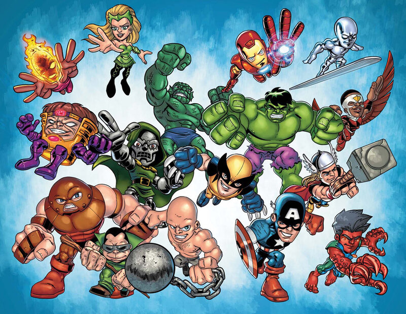 Chibi Marvel heroes and villains