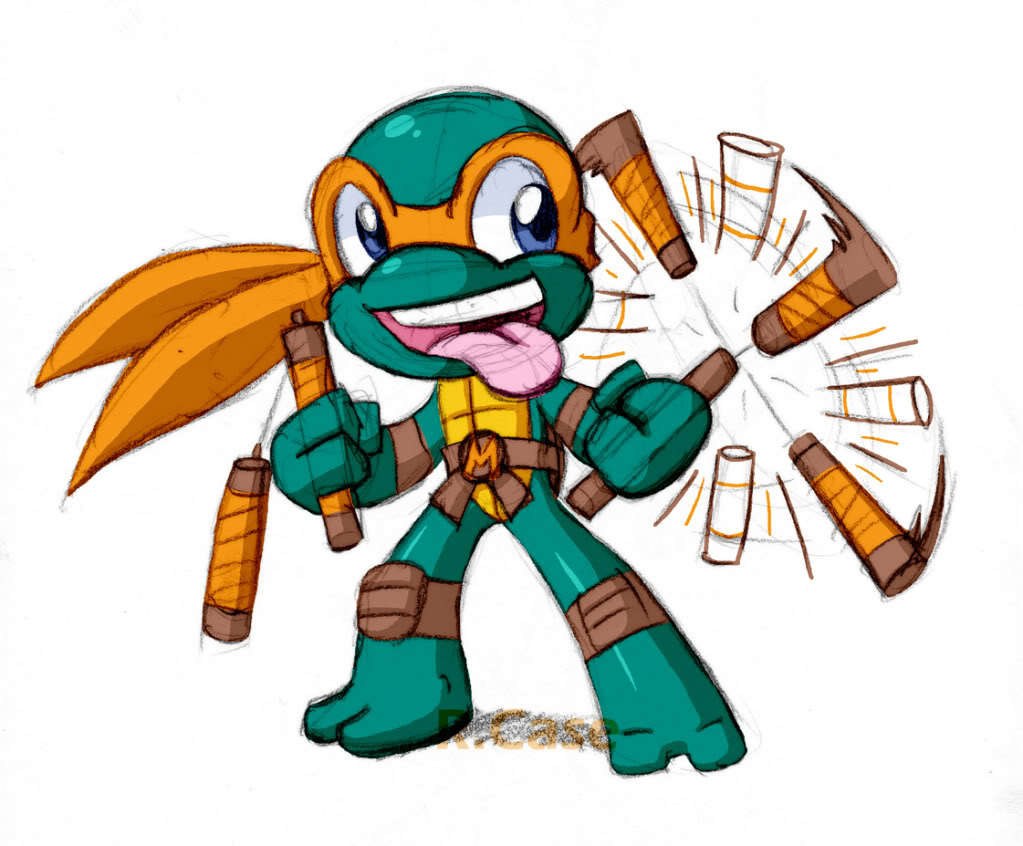 Chibi Michelangelo with nunchucks
