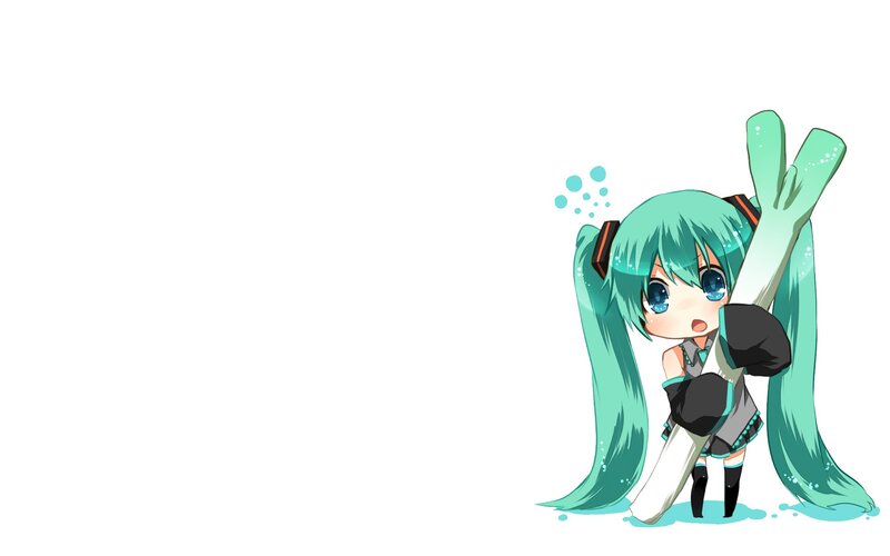 Chibi Miku holding a pole