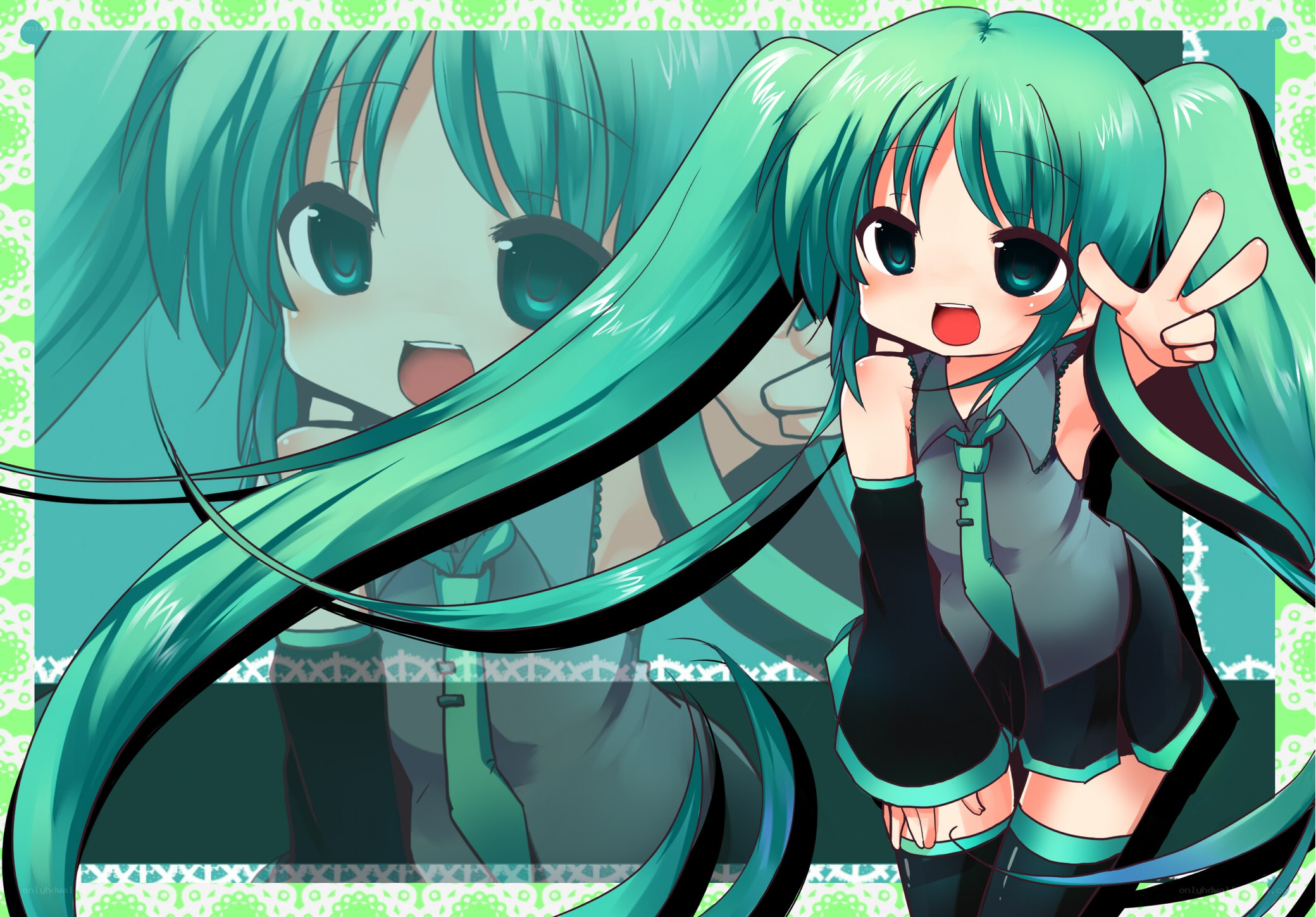 Chibi Miku waving