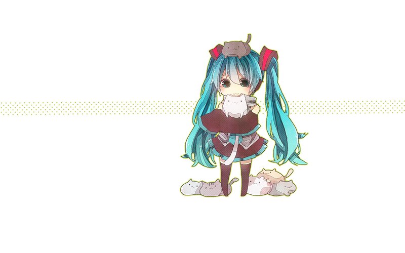 Chibi Miku with cats