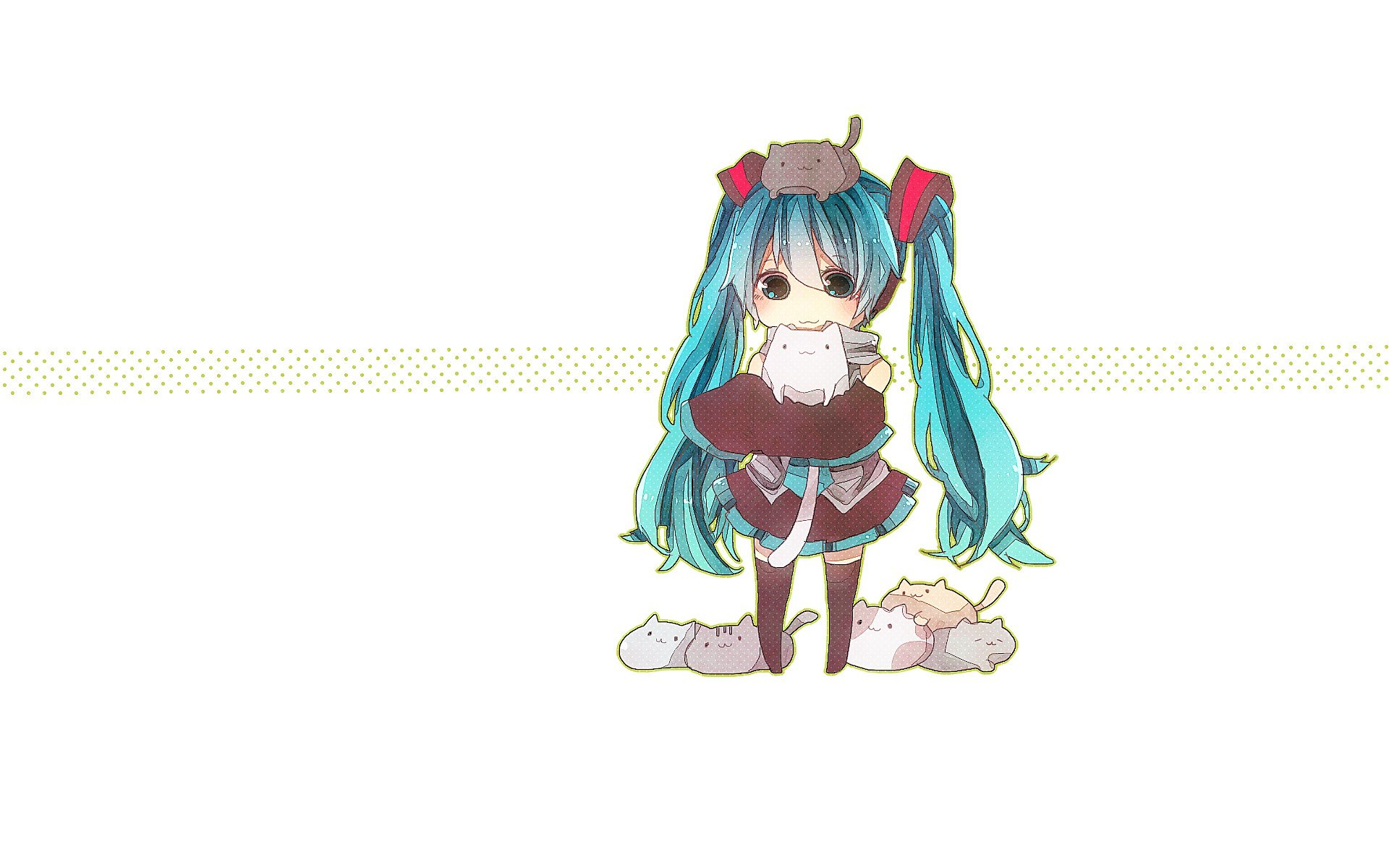 Chibi Miku with cats