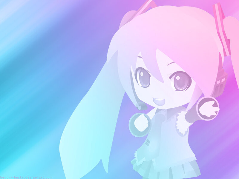 Chibi Miku with headphones
