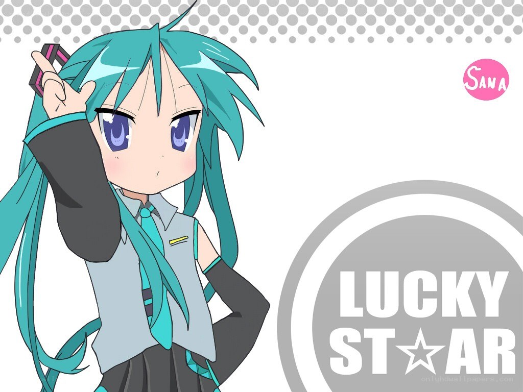 Chibi Miku with Lucky Star logo
