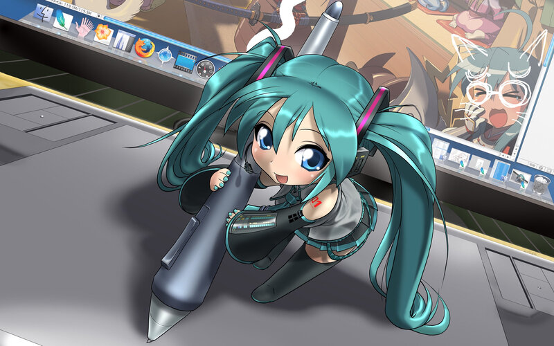 Chibi Miku with stylus