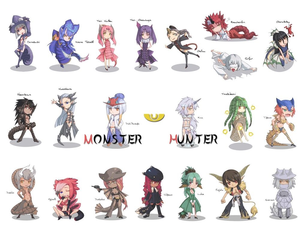 Chibi Monster Hunter characters