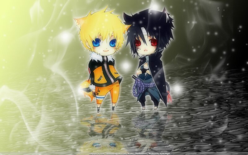 Chibi Naruto and Sasuke