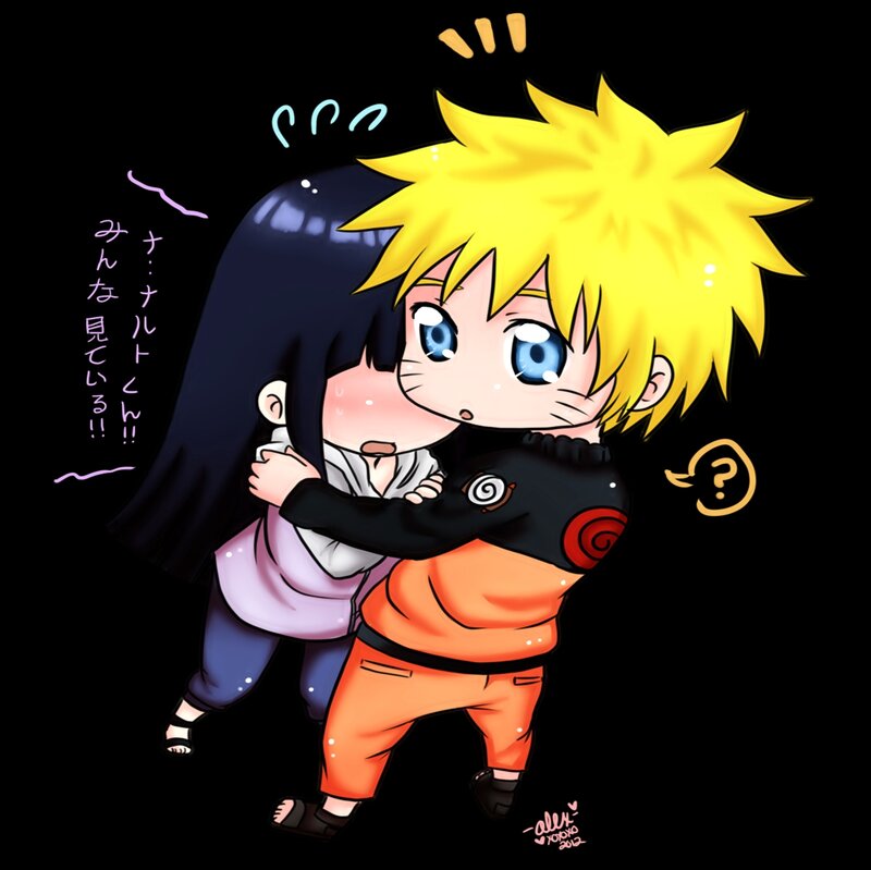 Chibi Naruto Hugging Hinata