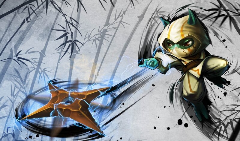 Chibi Ninja Throwing Shuriken — White