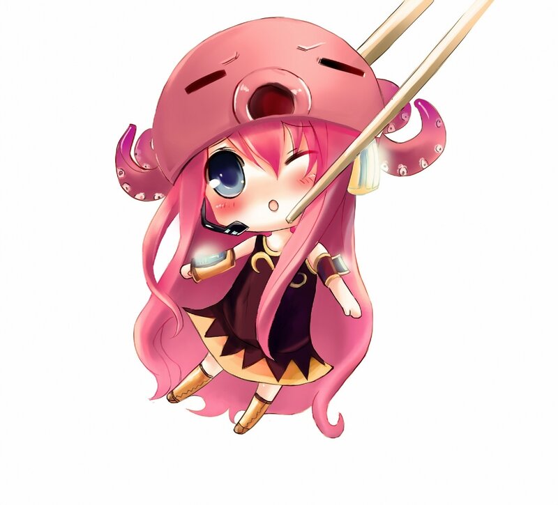 chibi octopus girl with chopsticks