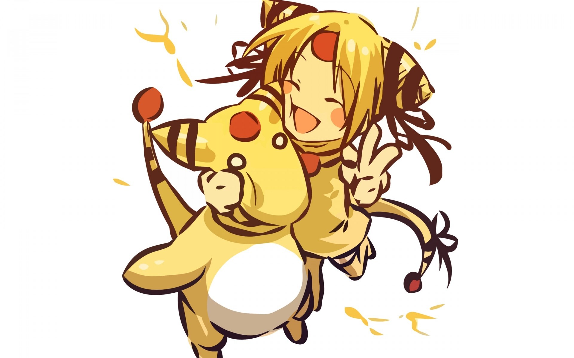Chibi Pikachu and girl