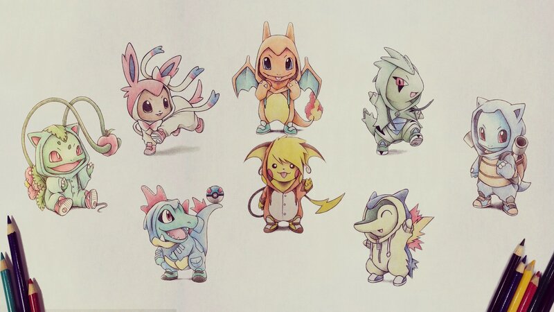 Chibi Pokémon Characters — White, Playful