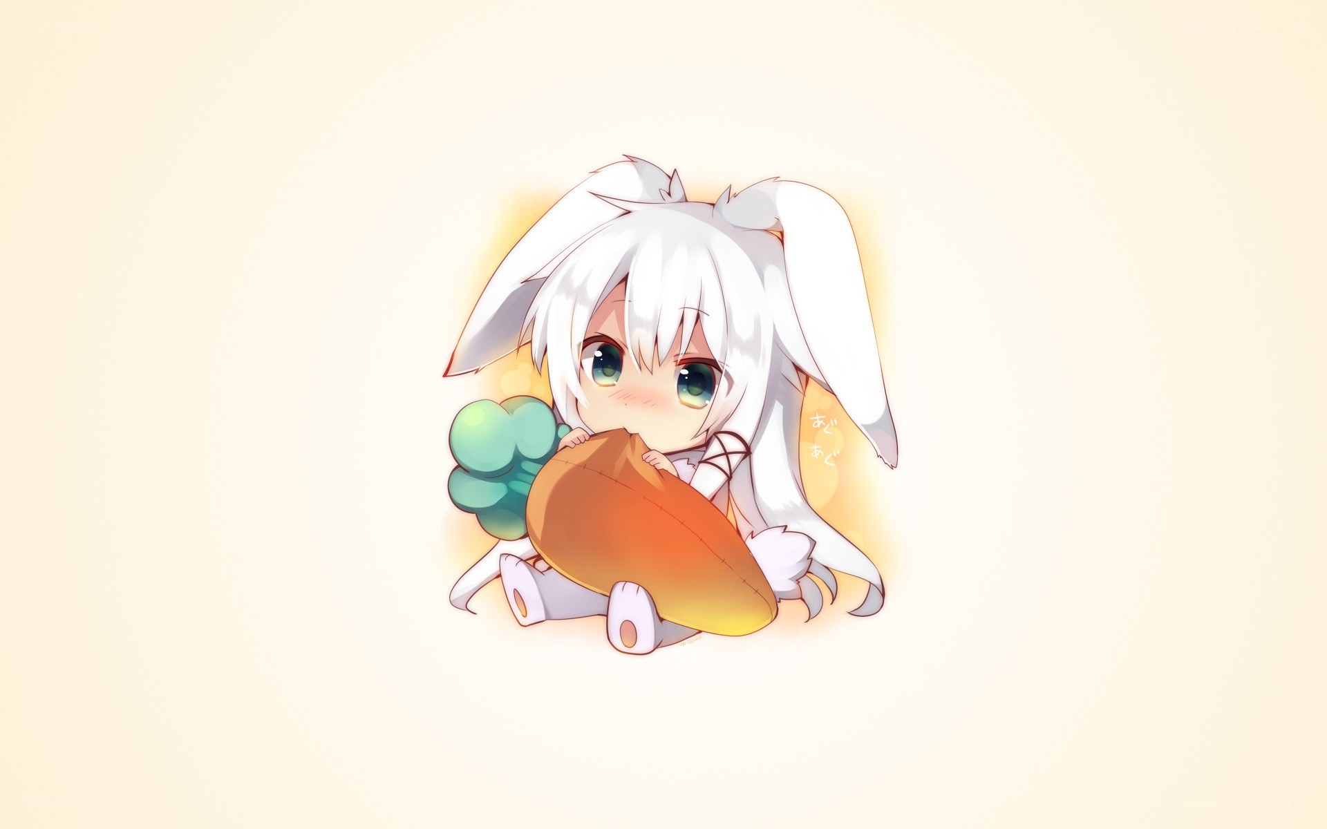chibi rabbit holding vegetables