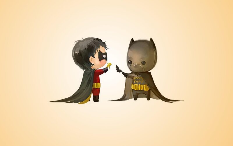 Chibi Robin and Batman