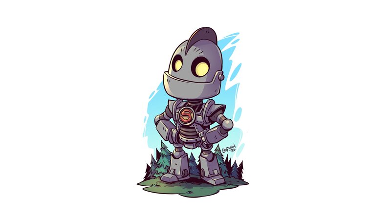 Chibi Robot Character — Gray