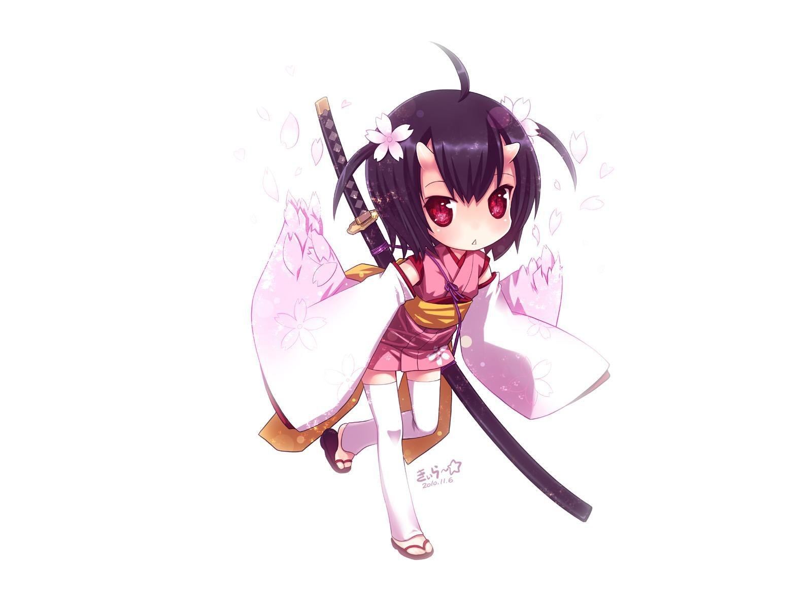 chibi samurai girl with sword