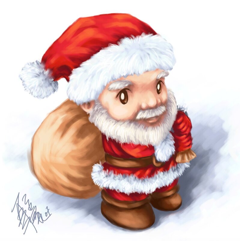 Chibi Santa Claus with sack