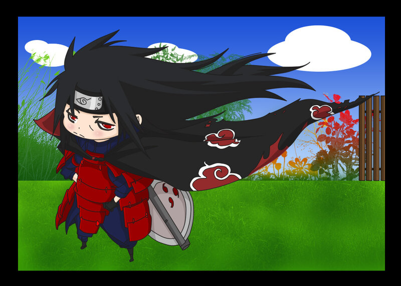 Chibi Sasuke in Akatsuki cloak