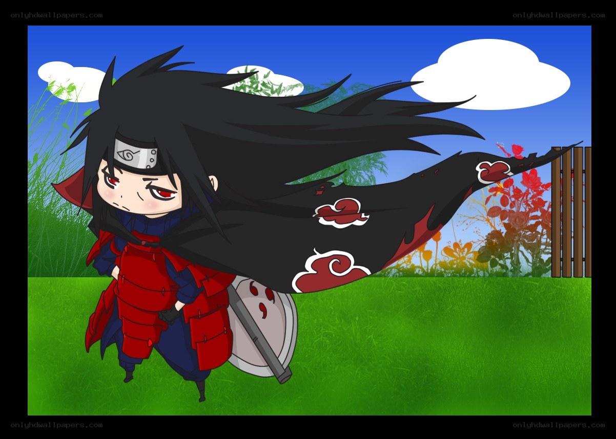 Chibi Sasuke in Akatsuki cloak
