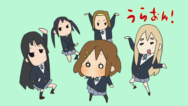 Chibi schoolgirls dancing