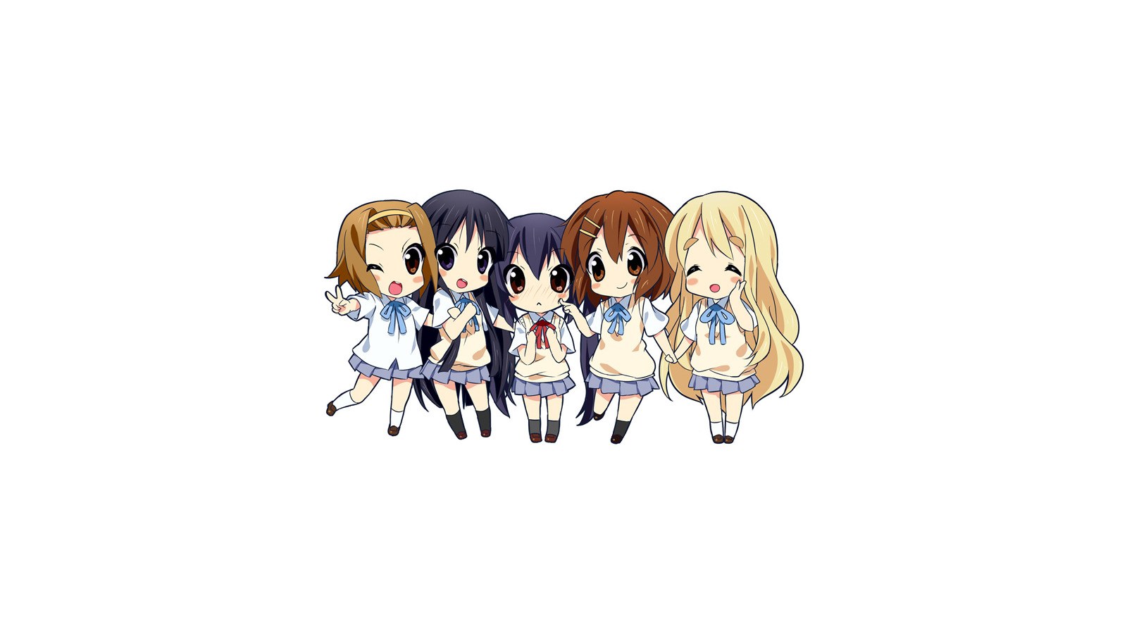 chibi schoolgirls in uniforms