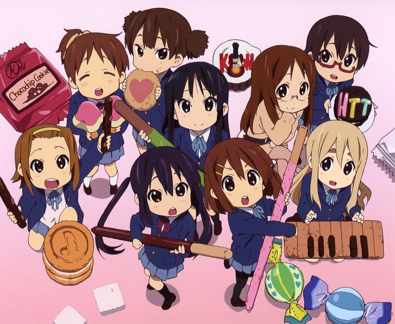 Chibi Schoolgirls with Snacks — Pink