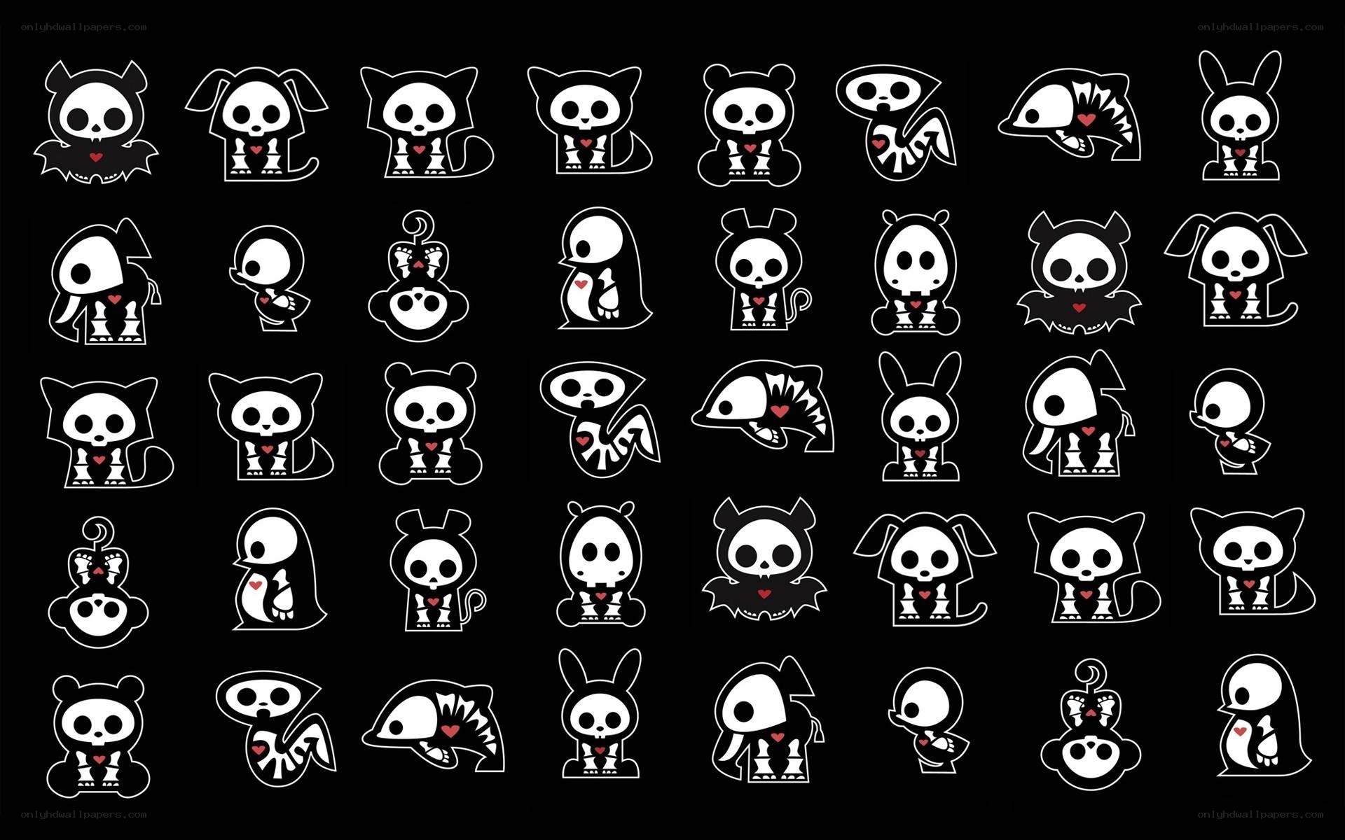 Chibi skeleton characters collection