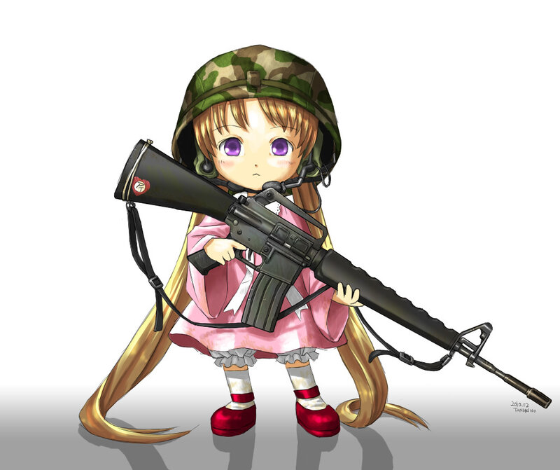 chibi soldier girl with rifle