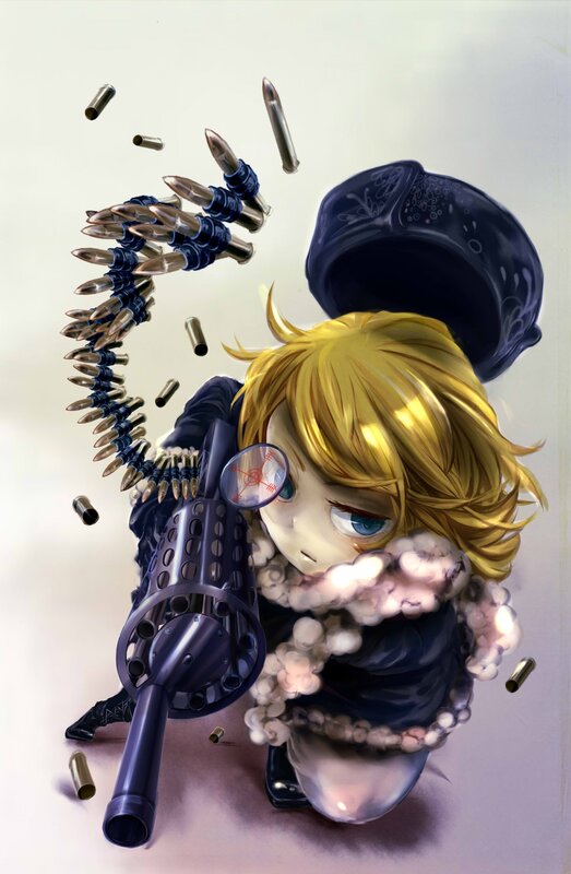 chibi soldier with machine gun