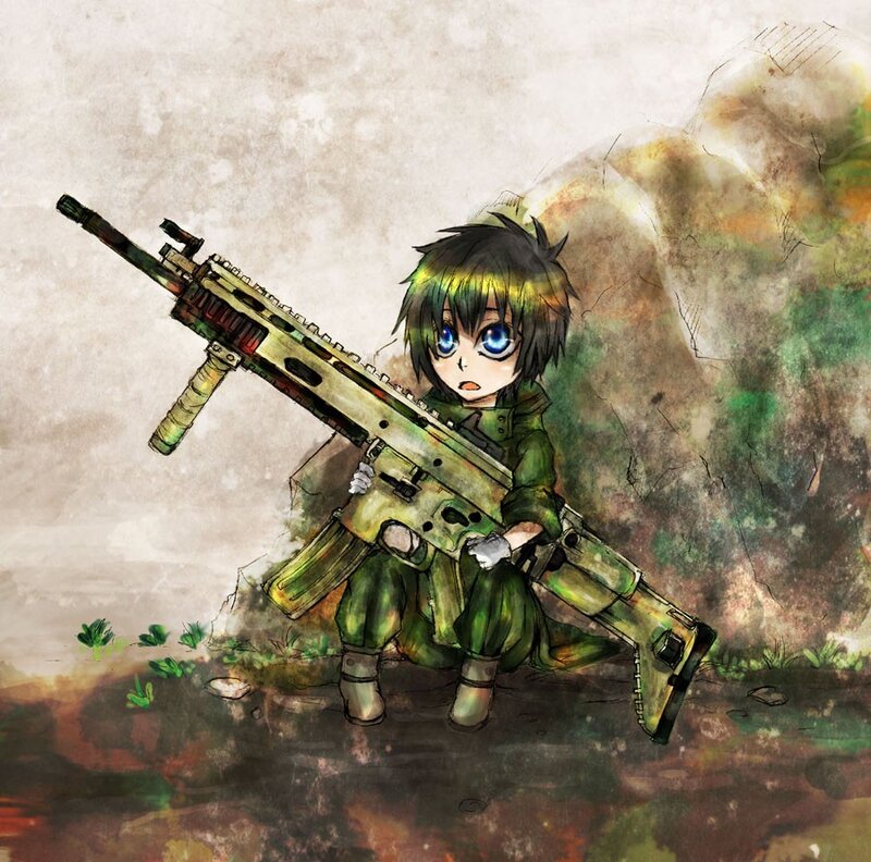 chibi soldier with rifle