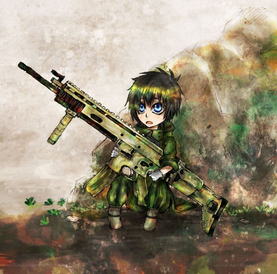 chibi soldier with rifle