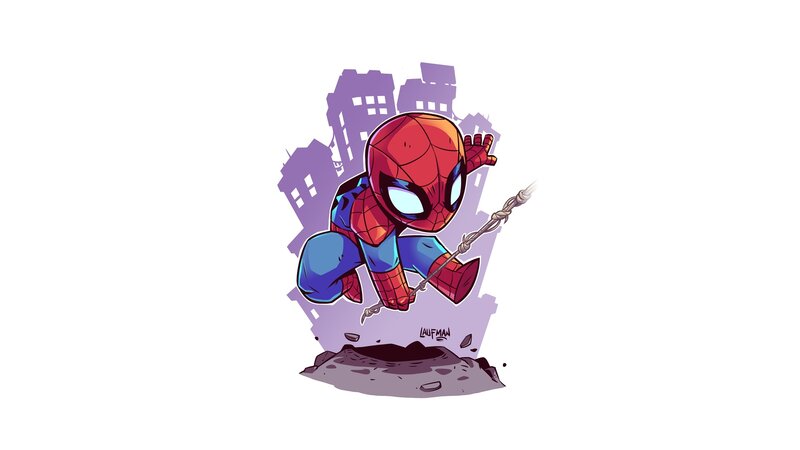 Chibi Spider-man Character — Red, Playful