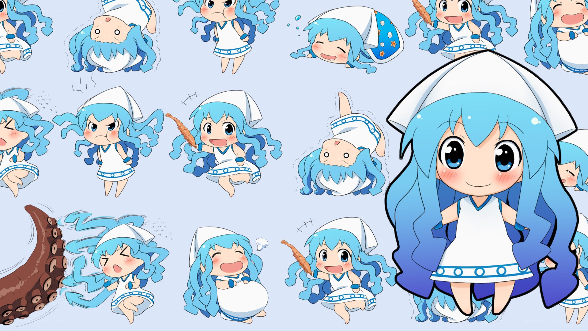 Chibi squid girl character sheet