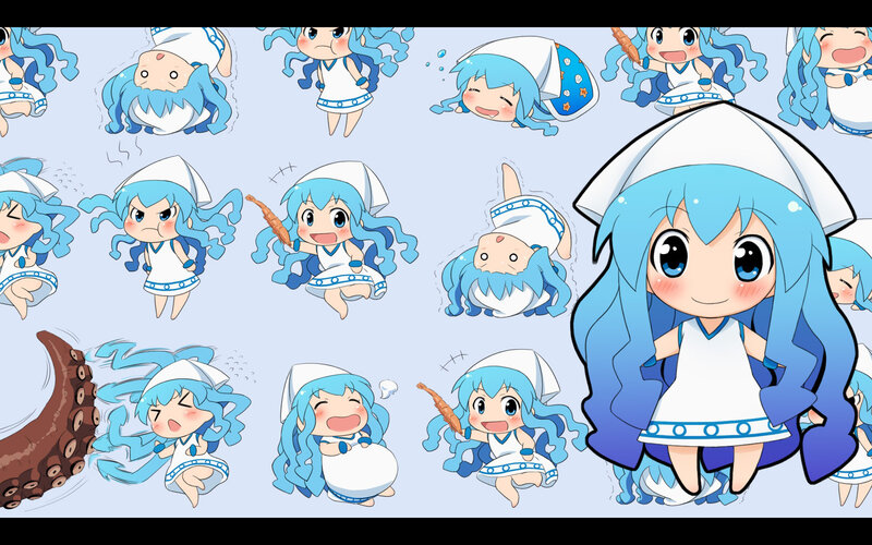 Chibi squid girl character sheet