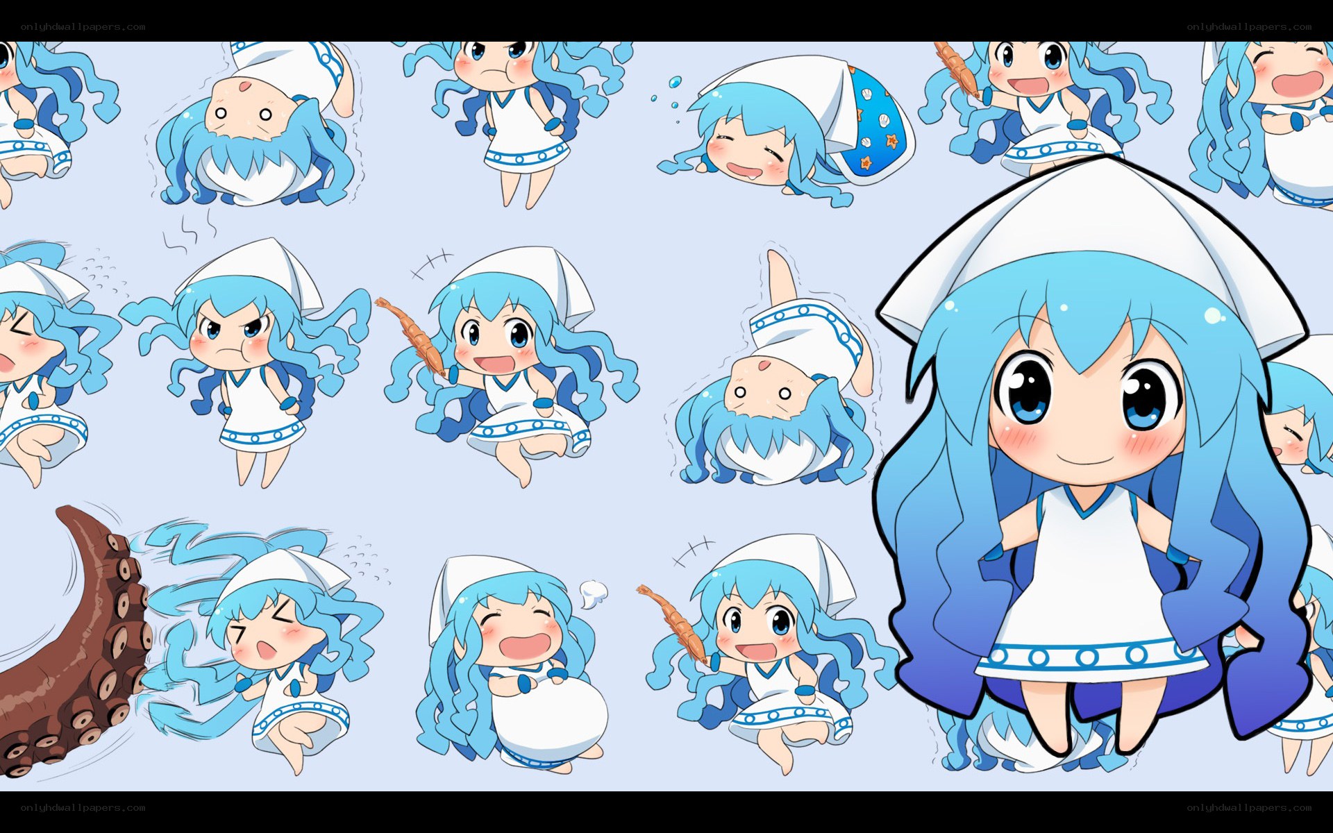 Chibi squid girl character sheet