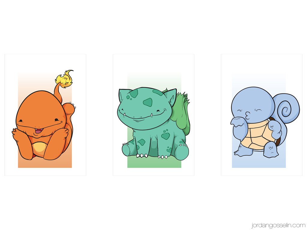 Chibi starter Pokémon trio