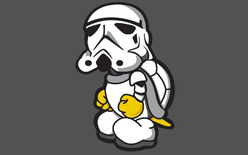 Chibi Stormtrooper Turtle — White, Playful, Vector Art