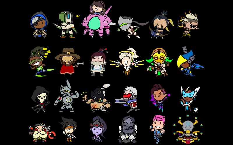 Chibi-style Game Characters — Black
