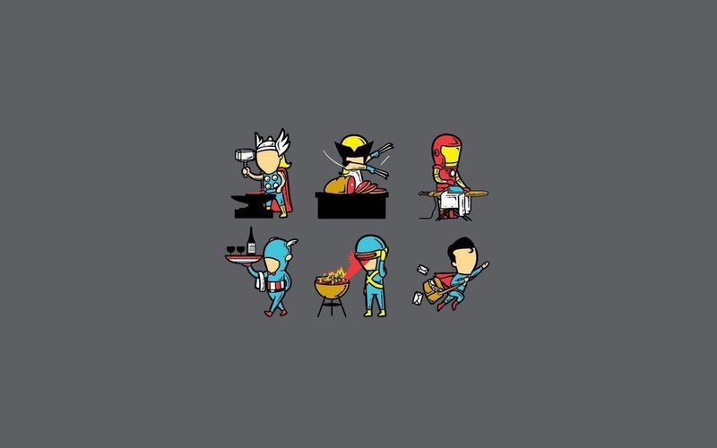 Chibi Superheroes Cooking