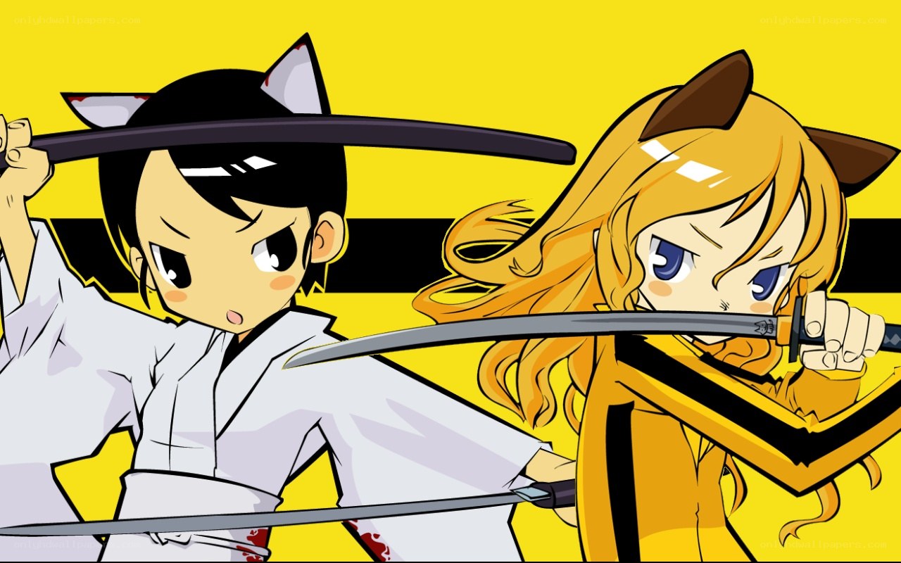 Chibi sword fighters in action