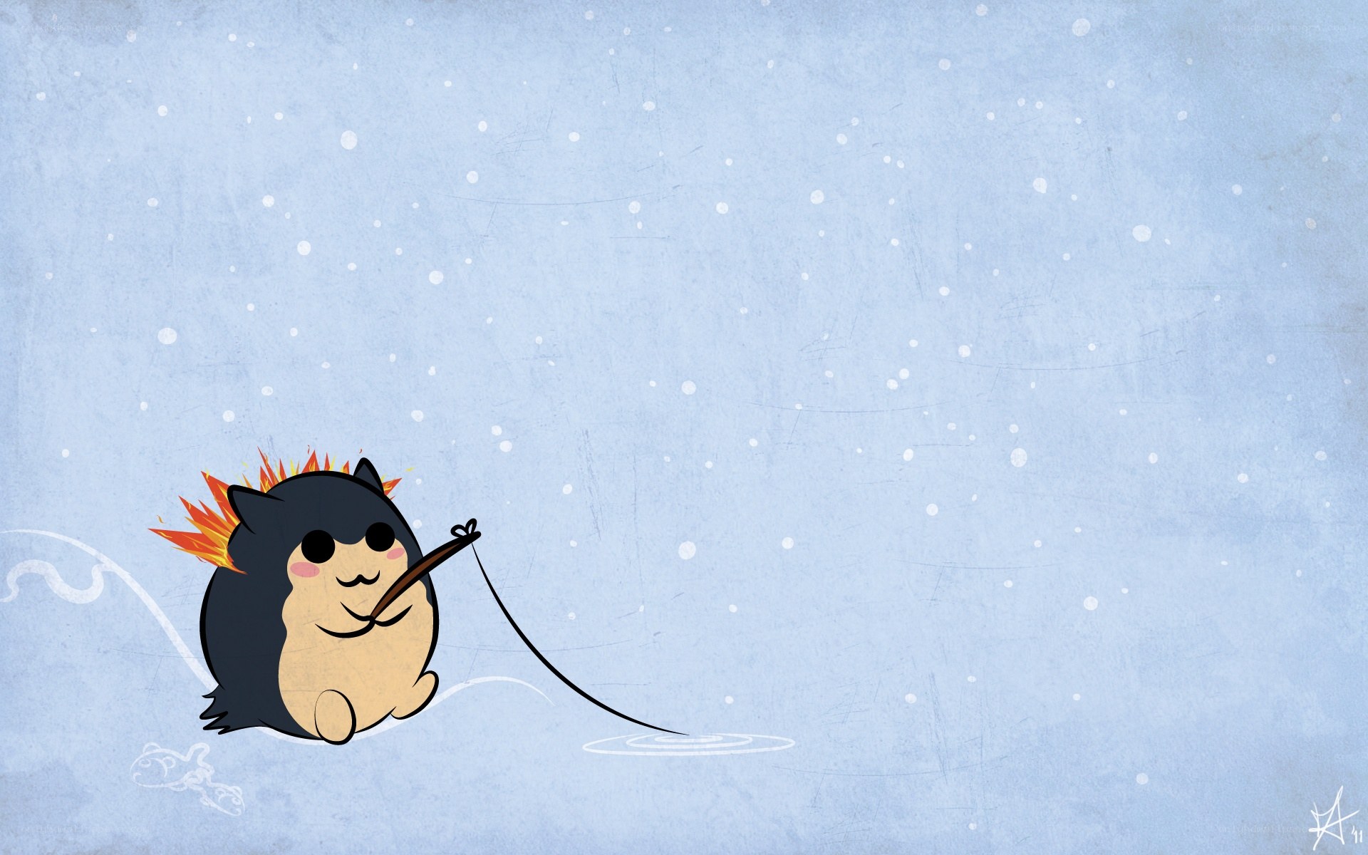 Chibi Torchic fishing in snow